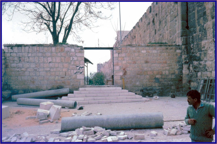 Looking down the eastern wall of Jerusalem towards the Eastern or Golden Gate